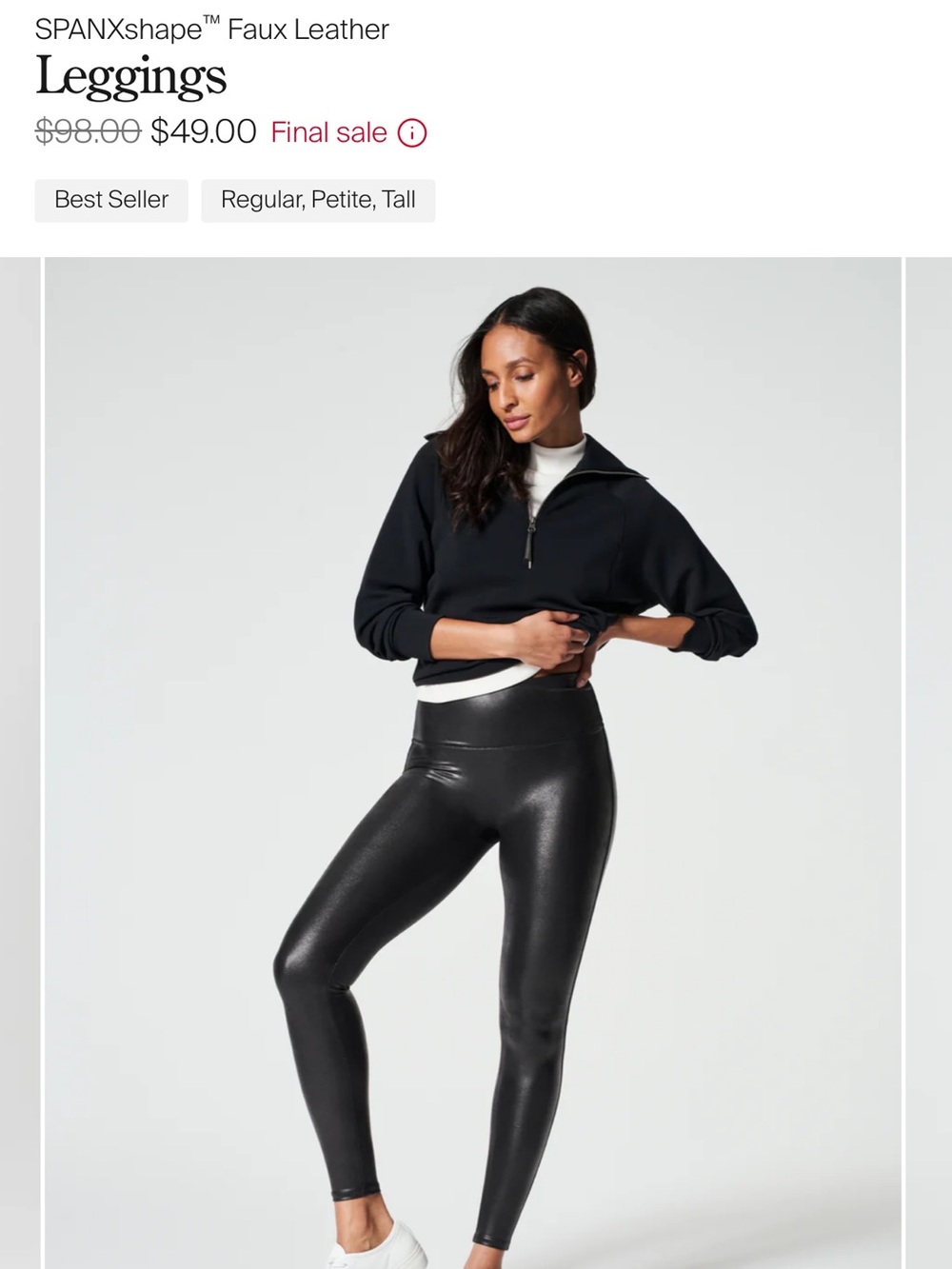 SPANX Black Shaping Leggings size Large Petite